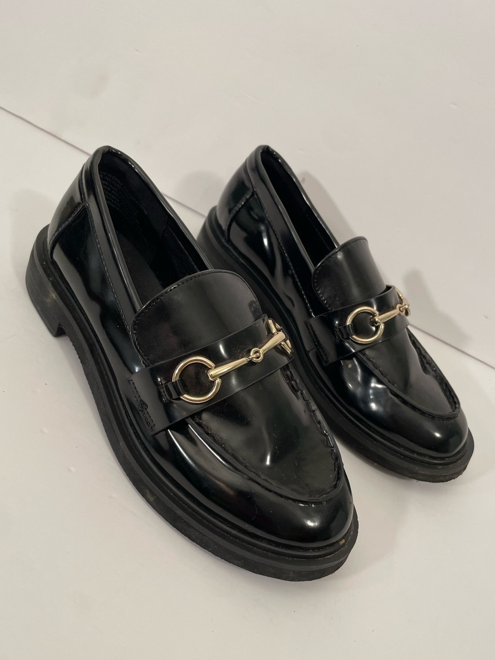 American Eagle Loafers Horsebit Black Patent Leather Women’s Size 6 Duchess